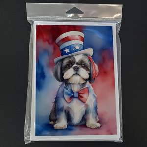 Whimsical Shih Tzu Patriotic American A7 Size <b>5x7</b> Blank Note Cards Pack of 8 with <b>Envelopes</b> - Product Image 3