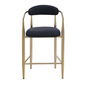 Ensemble de 2 tabourets de bar modernes en bouclette, chaises hautes vintage pour îlot de cuisine avec structure/sièges/dossier/accoudoirs en métal, tabourets de bar modernes rembourrés à hauteur de bar - Product Image 2