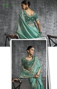 Fabricant et fournisseur de sari en organza de soie avec broderies, à prix de gros depuis Surat. - Product Image 3