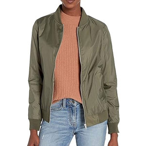 <b>Women's</b> Classic <b>Bomber</b> <b>Jacket</b> with Soft Comfortable Fabric Zipper Closure Functional Pockets Stylish Layering Piece - Product Image 1
