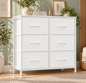 Commode blanche moderne à 6 tiroirs pour chambre à coucher - Product Image 5