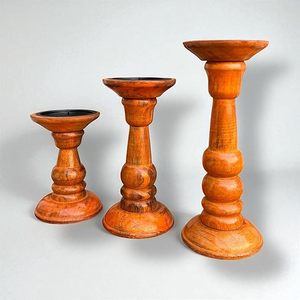 Hand-Turned Mango Wood Spiral Twist Candle Holders Wholesale | Artisan India - Product Image 4