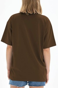 T-shirt décontracté pour femme à col rond et manches courtes, couleur unie, coupe ample, en jersey de coton respirant, idéal printemps-été, service OEM - Product Image 3