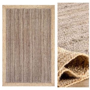 Tapis de sol rectangulaire gris en jute à tissage plat fin, style transitionnel, pour couloir, du fabricant indien, en vogue - Product Image 6