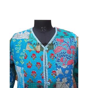 Chaquetas de estilo bohemio hechas a mano, 100% algodón puro, acolchadas Kantha, transpirables, para invierno y otoño, con estampado de bloques. - Product Image 3