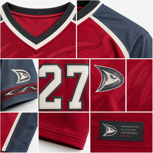 Men's V-Neck Short Sleeve <b>Soccer</b> Jersey Red Blue Mesh 100% Polyester Sublimated Print Number 27 Athletic Fit - Product Image 6