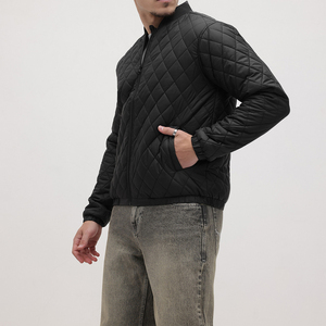 Wholesale Custom Logo Men's Baseball Bomber <b>Jacket</b> High Quality Embroidered <b>Quilted</b> Black <b>Jacket</b> Winter Vintage Stand Collar - Product Image 3