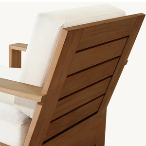 Chaise longue en teck moderne et durable, lit de repos extérieur, style minimaliste, avec coussin, pour piscine, villa, resort, jardin - Product Image 6