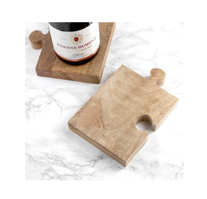 Household <b>Puzzle</b> Design Wooden Coaster Acacia Wood Tea Solid Heat Insulation Mat Table Decoration Accessory 6 Pcs At Your Budge - Product Image 3