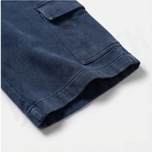 Shorts cargo personnalisés en coton 100% 280 GSM, poids lourd, couleur personnalisée, logo imprimé à l'écran, cordons longs, pour hommes, OEM ODM - Product Image 6