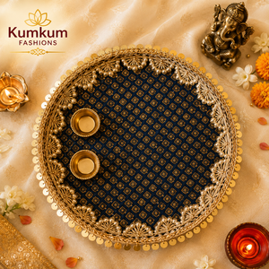 Indian Handcrafted Eco-Friendly Removable Decorative Pooja Thali Aarti Plate Diwali Festival Favors Wedding <b>Home</b> Temple - Product Image 3