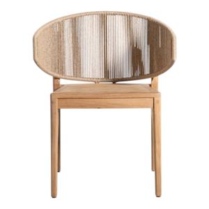 Silla de Comedor de Madera de Teca para Exteriores con Respaldo de Cuerda Tejida a Mano, Diseño de Mediados de Siglo, Muebles de Jardín y Patio para Restaurante y Hotel - Product Image 3