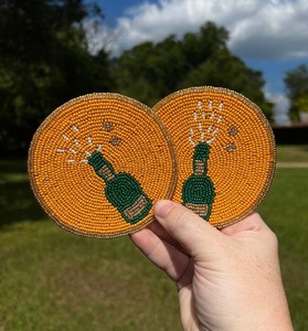 Modern Decorative Embroidery Seed <b>Beaded</b> <b>Coaster</b> Set Luxury Home Accent Table Protection Mats For Hotels Restaurants And Cafes - Product Image 5