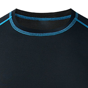 Men's Long Sleeve Rash Guard <b>Black</b> with Blue Trim Quick Dry Spandex Polyester <b>Compression</b> <b>Shirt</b> for MMA BJJ Training - Product Image 5