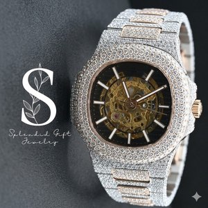 Relojes de Acero de Lujo Personalizados, Relojes Brillantes con Diamantes Completos, Reloj de Moissanita VVS para Hombre de Proveedor Indio - Product Image 1