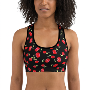 Women's Sports Bra <b>Cherry</b> Print Medium Support Breathable Yoga <b>Top</b> Spandex Polyester Design - Product Image 6