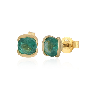 1.55 Carat Green Diamond <b>Stud</b> <b>Earrings</b> in Solid 14K Yellow Gold Natural Green Gemstone <b>Earring</b> Minimalist Gold <b>Studs</b> - Product Image 3