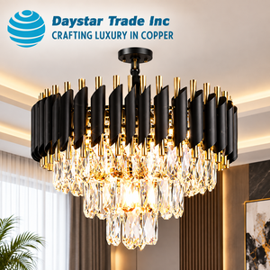 Daystar Trade Modern Decorative Iron <b>Chandelier</b> Black Gold Ceiling Light 100W 2700K Warm White CRI 80 50000 Hours Lifespan Easy - Product Image 1