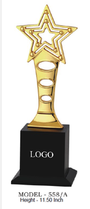 Trofeo Estrella de Aleación de Zinc Bañado en Oro, Plata y Bronce Modelo 558 A B C, Grabado Duradero, Premio para Deportes y Juegos con Base de Madera Negra - Product Image 4