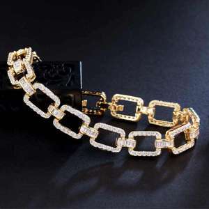 Pulsera de Cadena de Plata 925 con Baño de Rodio para Mujer, con Cristales de Imitación, Lujosa, para Uso Diario - Product Image 2