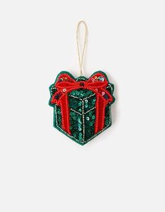 Handmade Beaded Gift <b>Box</b> Ornament Christmas Hanging Decoration <b>Present</b> Shape Tree Decor - Product Image 1