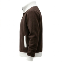Veste polaire zippée intégrale unie pour homme, col roulé, en tissu technique respirant, anti-plis, pour l'hiver, style décontracté et professionnel