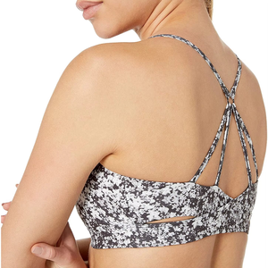 Sujetador deportivo tipo racerback para mujer con estampado por sublimación, cuello redondo, soporte medio, transpirable, top de yoga de spandex y poliéster - Product Image 5