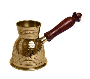 Pot à café en laiton turque, poignée en bois, Design gaufré élégant, offre spéciale, - Product Image 6