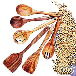 Juego de Servidores de Ensalada de Madera Hechos a Mano, Madera Natural con 2 Espátulas, Utensilios Hechos a Mano Sostenibles - Product Image 1