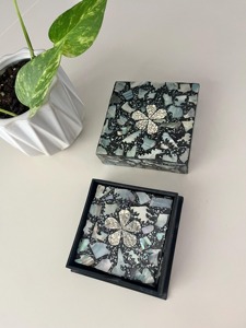 MOP Inlay Modern Square Coaster & <b>Storage</b> <b>Box</b> Set Handmade From REHMAN CRAFT - Product Image 3