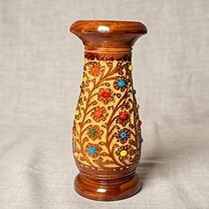 Decorative Art Deco Wooden Floral Vase with <b>Round</b> Shape for Living Room <b>Console</b> <b>Table</b> Home Decor - Product Image 2