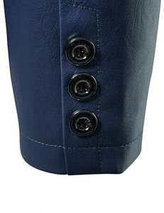 Coat for Men Stand Hooded Front Stylish Sizes Customized Private Style Turn Collar Heavyweight Windproof Washed <b>Leather</b> Coat - Product Image 4