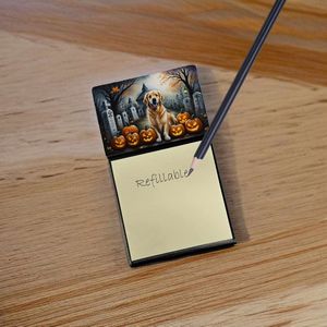 Self-Sticky Note <b>Pads</b> New Golden Retriever Spooky Halloween Design Dispenser <b>Refillable</b> Blank Memo Card Holder Desk Accessories - Product Image 2