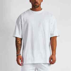 Camiseta Blanca Lisa Extra Grande para Hombre, Manga Corta, Cuello Redondo, Estilo Casual Básico de Verano, Algodón, Corte Holgado para Uso Diario - Product Image 3