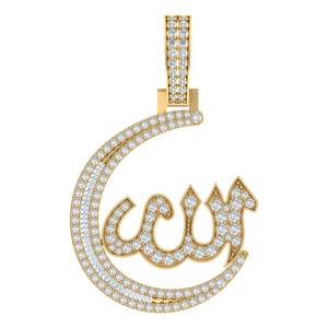 Pendentif islamique personnalisé en diamant naturel avec diamants blancs VVS VS en or 10kt/14kt/18kt, série de bijoux religieux Hip Hop - Product Image 1