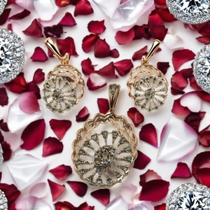 Brilliant 14K <b>Gold</b> IGI Certified Natural Diamond Brilliant Cut GH-SI Quality Pendant <b>Earrings</b> Set Rhodium Plated Elegant Jewelry - Product Image 4