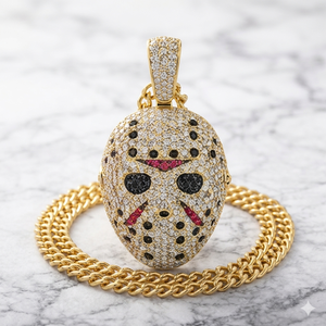 Trendy Hip Hop Custom 10K <b>Solid</b> <b>Gold</b> Hockey Goalie Mask Sports <b>Pendants</b> Iced Natural Diamond Fine Jewelry Necklace Gift Charms - Product Image 1