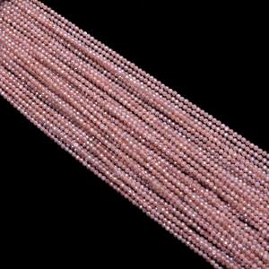 Piedras de luna de melocotón AAA+ de 2mm-3mm, microfacetadas, redondas, con revestimiento de plata natural, piedras semipreciosas para joyería. - Product Image 3