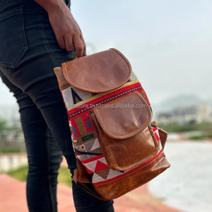 Nuevo estilo bohemio occidental Vintage hecho a mano Jacquard cuero cordón mochilas mano Stitch Klim cuero genuino estilo indio bolsas - Product Image 3