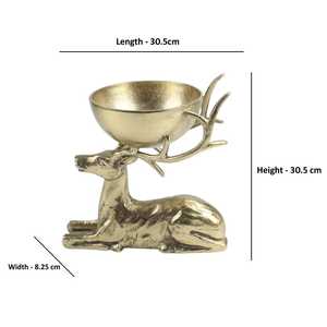 Bol sculpté en forme de cerf doré, intemporel, fait main, écologique et durable, avec finition métallique polie, pour les collations et la décoration de fête - Product Image 2