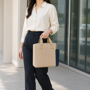 Sac à déjeuner isotherme en toile avec logo personnalisé, pochette pour bouteille, fermeture éclair, 26x24x17 cm, vente en gros, OEM, ODM, marque privée, exportateur d'usine - Product Image 6