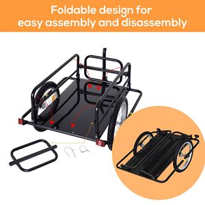 Remolque de Carga para Bicicleta de 16 Pulgadas, Color Negro, con Enganche Plegable, Capacidad de 80 Libras, Material de Acero, Carga Útil Máxima de 100 kg - Product Image 5