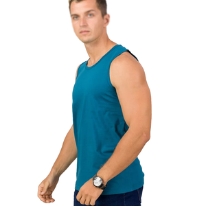เสื้อกล้ามแขนกุดสีทึบสำหรับผู้ชาย O-Neck เสื้อกั๊กถักลำลองสีฟ้าอมเขียว - Product Image 5