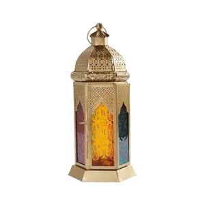 Lanterne marocaine en métal doré, finition antique, faite à la main, en fer et verre, pour décoration de table ou murale, idéale pour la maison ou les mariages - Product Image 6