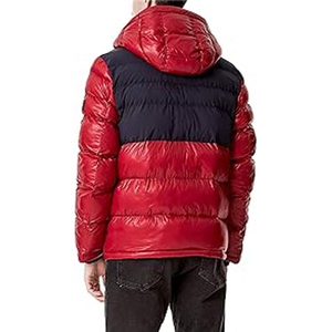 Blouson matelassé en laine et nylon noir pour homme The North Face, col à capuche, hiver, techniques de lavage, fermeture éclair, service OEM, logo frontal - Product Image 5