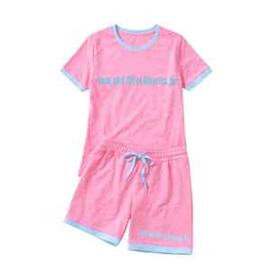 Ensemble de détente unisexe Jack and Jill : T-shirt à manches courtes et short assortis, vêtements décontractés pour la maison, vente en gros OEM - Product Image 1