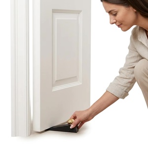Minimalist Bronze <b>Door</b> Stopper With Mercury Gold Crackle Glass Knob For Modern Interior Design - Product Image 2