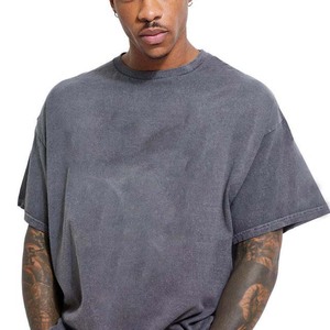 T-shirt Homme Vintage Oversize en Maille Respirante 100% Coton 220GSM Délavé à l'Acide Grammage Lourd Personnalisable Épaules Tombantes Grande Taille - Product Image 4