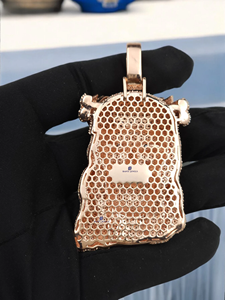 Pendentif de luxe plaqué or rose et argent, motif visage de Jésus, entièrement serti de moissanite VVS, bijoux de fête hip-hop - Product Image 4