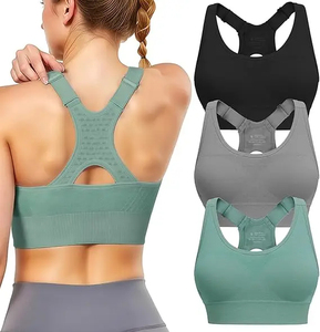 New Trends 2024 Solid Pattern Breathable Long Sleeve Sports <b>Bra</b> Gym Shorts Flare Pants 3-Piece Yoga Training Wear Set - Product Image 3